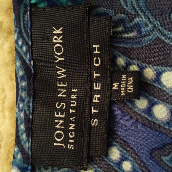 Jones NY Signature Stretch Floral Open Sleeve Oversized Top M Blue Purple - Picture 2 of 14